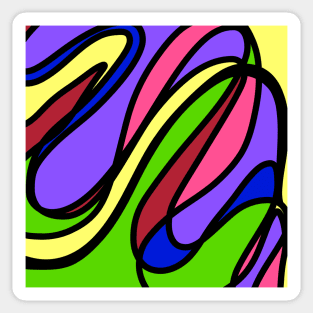 Overlapping Wavy Design with Funky Colors, made by EndlessEmporium Sticker